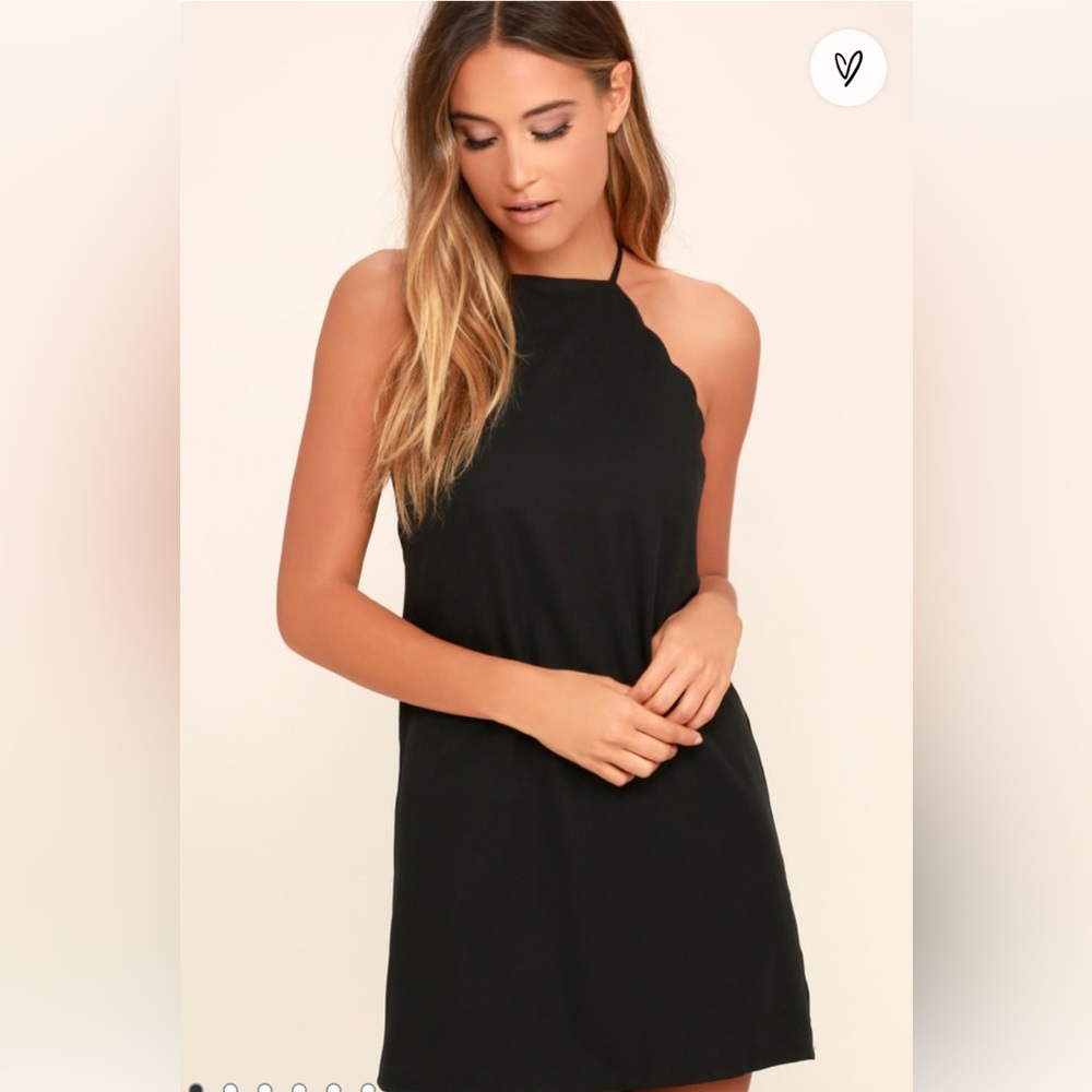 Black Shift Lulus Dress - Size Medium - Scalloped Edges - Worn only once